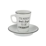 Porselen Be Happy Tabaklı Kahve Fincanı 