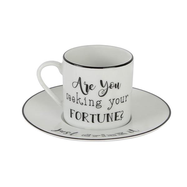 Porselen Be Happy Tabaklı Kahve Fincanı 