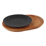 Ahşap Altlıklı Yuvarlak Döküm Demir Tabak