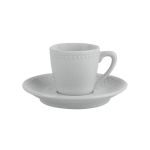 Porselen Collet Beyaz Tabaklı Kahve Finc