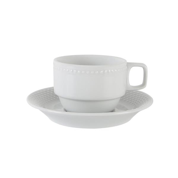 Porselen Collet Beyaz Tabaklı Çay Fincan
