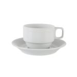 Porselen Collet Beyaz Tabaklı Çay Fincan