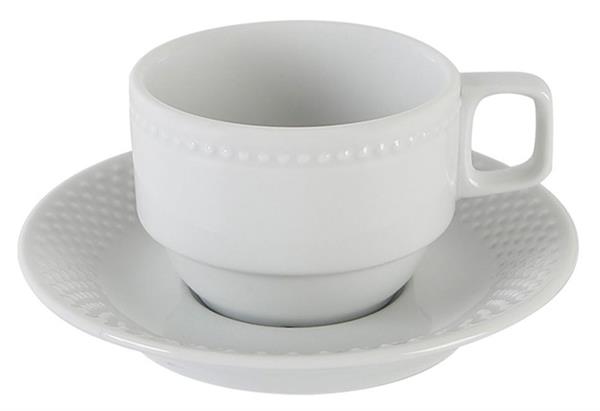 Porselen Collet Beyaz Tabaklı Çay Fincan