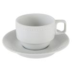 Porselen Collet Beyaz Tabaklı Çay Fincan