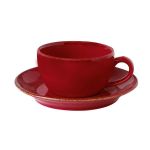 Porselen Seasons Kırmızı Tabaklı Çay Fin