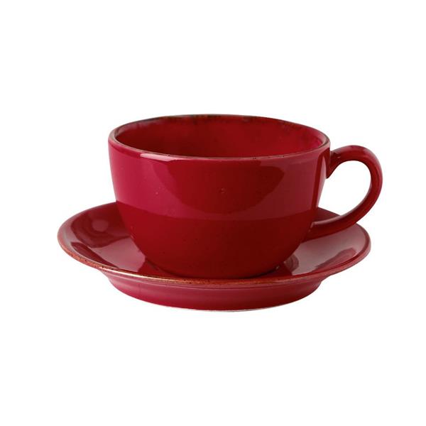 Porselen Seasons Kırmızı Tabaklı Çay Fin