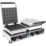 Kapaklı Yuvarlak Çiftli Bubble Pankek Makinesi Elektrikli W23