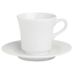 Porselen Bella Beyaz Tabaklı Çay Fincanı