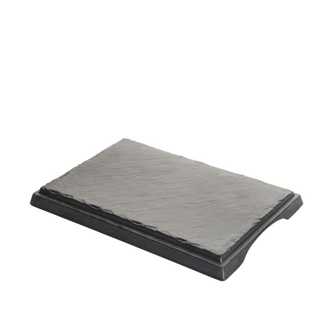 Siyah Melamin Kare Taş Görünümlü Düz Tepsi 30Cm