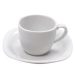 Porselen Paloma Beyaz Tabaklı Kahve Finc