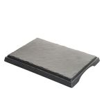 Siyah Melamin Kare Taş Görünümlü Düz Tepsi 37Cm