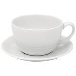 Porselen Focus Beyaz Tabaklı Çay Fincanı