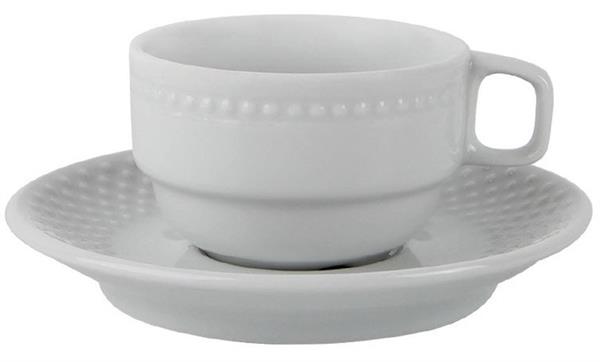 Porselen Collet Beyaz Tabaklı Kahve Finc