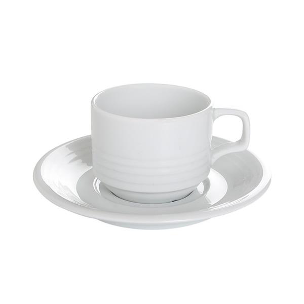 Porselen Focus Beyaz Tabaklı Çay Fincanı