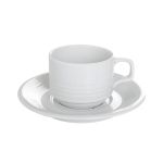 Porselen Focus Beyaz Tabaklı Çay Fincanı