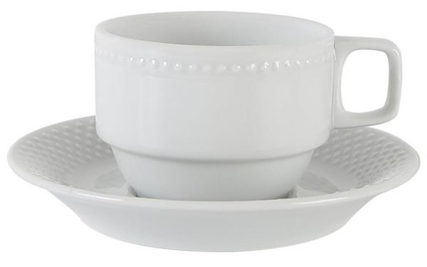 Porselen Collet Beyaz Tabaklı Çay Fincan