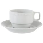 Porselen Collet Beyaz Tabaklı Çay Fincan