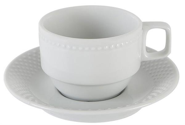 Porselen Collet Beyaz Tabaklı Çay Fincan