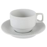 Porselen Collet Beyaz Tabaklı Çay Fincan