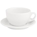 Porselen Beyaz Tabaklı Çay Fincanı 220Cc