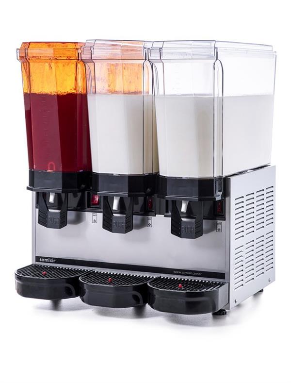 Klasik Triple Fıskiyeli+Fıskiyeli+Karıştırıcılı Soğuk İçecek Dispenseri 20+20+20 Litre Inox 60.SSMI