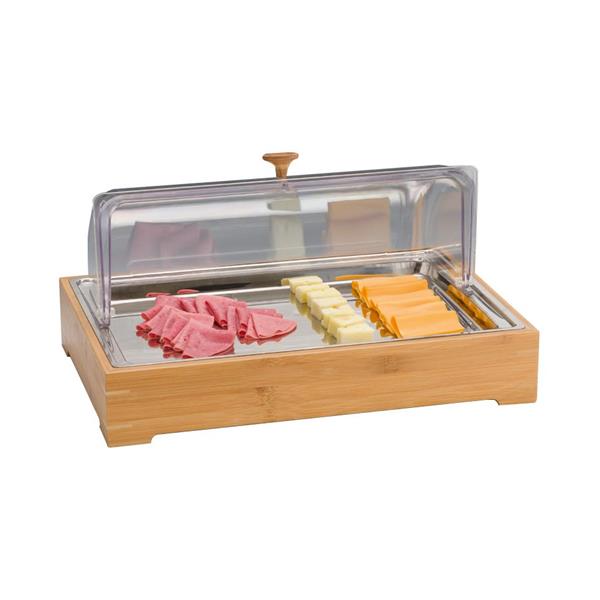 Ahşap Altlı Polikarbonat Rolltop Kapaklı Soğutuculu Teşhir