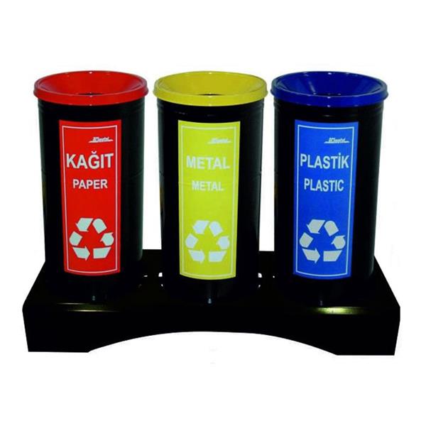 3'lü Geri Dönüşüm Çöp Kovası