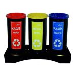 3'lü Geri Dönüşüm Çöp Kovası