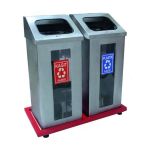 İkili Kırılmaz Camlı Geri Dönüşüm Çöp Kovası