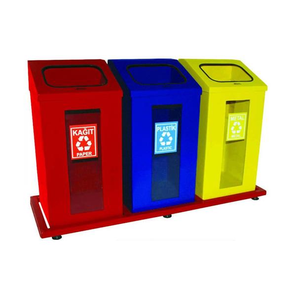 Boyalı Kırılmaz Camlı Geri Dönüşüm Çöp Kovası