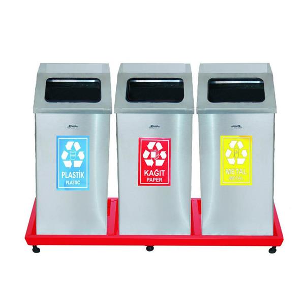 3'lü Geri Dönüşüm Çöp Kovası