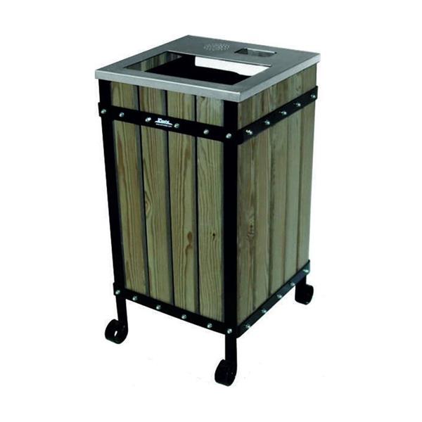 Çöp Kovası Ahşaplı Kare Kapaklı