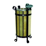 Çöp Kovası Ahşaplı Yuvarlak Kapaklı