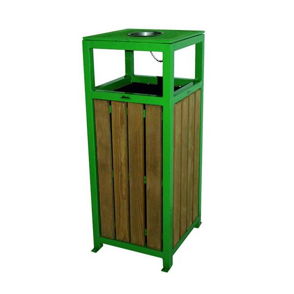 Kare Ahşaplı Çöp Kovası Kapaklı