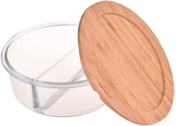 Lavi Yuvarlak Bölmeli Cam Saklama Kabı 830 ml