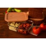 Lavi Dikdörtgen Bölmeli Cam Saklama Kabı 600 ml