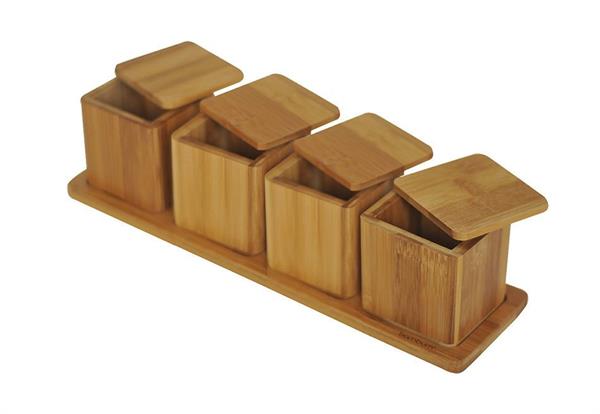 Bambu 4'lü Saklama Kabı