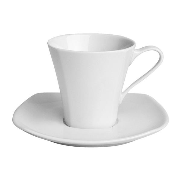 Porselen Square Beyaz Tabaklı Çay Fincan